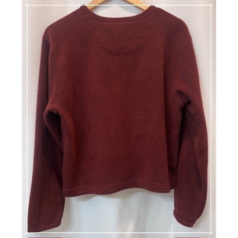 Vintage Eddie Bauer Burgundy Fleece Cardigan Womens Size L gorpcore versatile - Picture 3 of 8